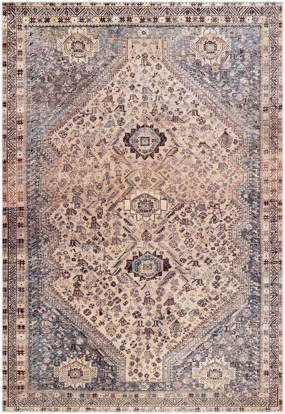 Villa Grove Traditional Tan Washable Area Rug