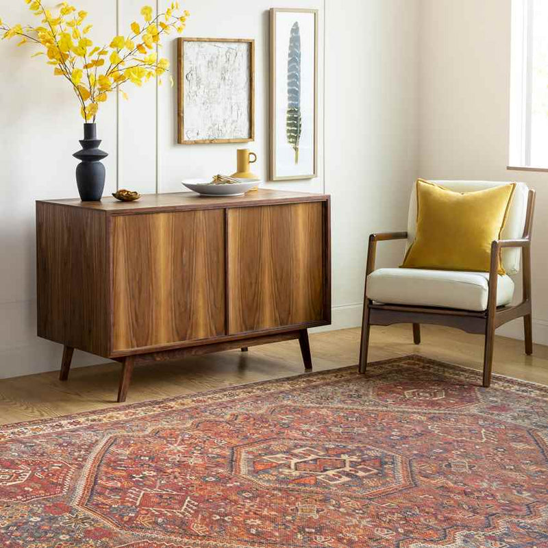 West Brooklyn Traditional Burnt Orange Washable Area Rug