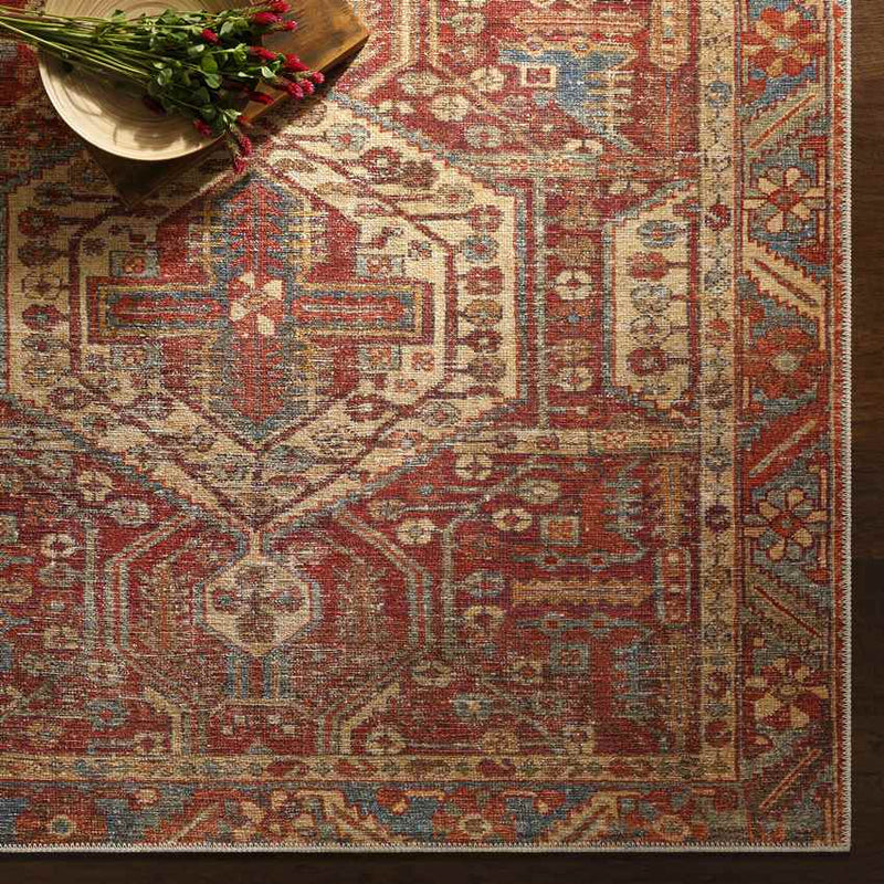 West Chicago Traditional Brick Washable Area Rug