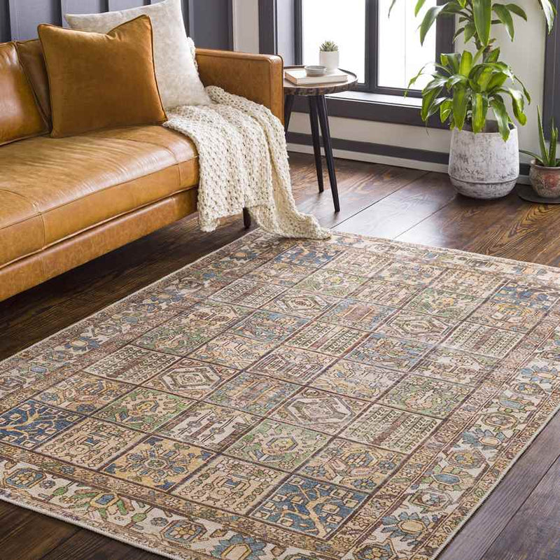 West Dundee Traditional Mocha Washable Area Rug