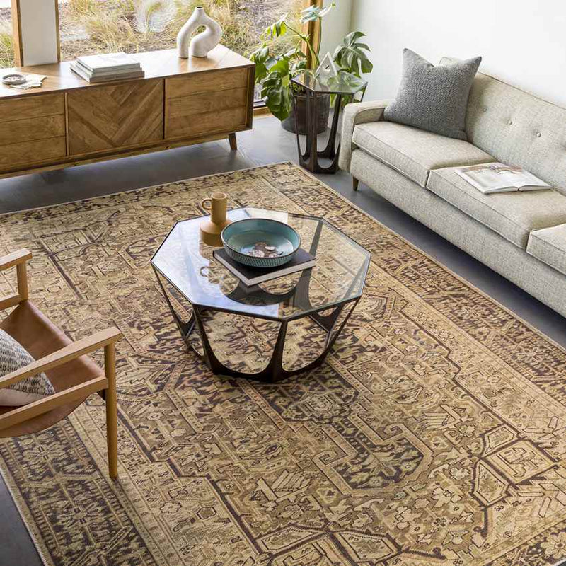 Arma Traditional Caramel Washable Area Rug