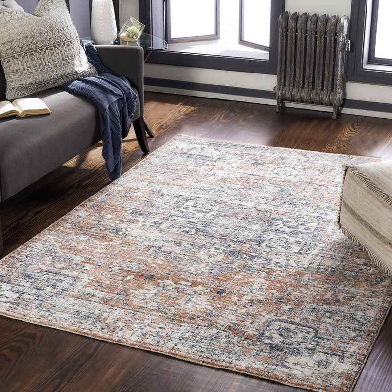 Rising Sun Traditional Burnt Orange Area Rug