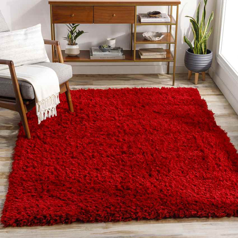 Abraham Modern Bright Red Area Rug