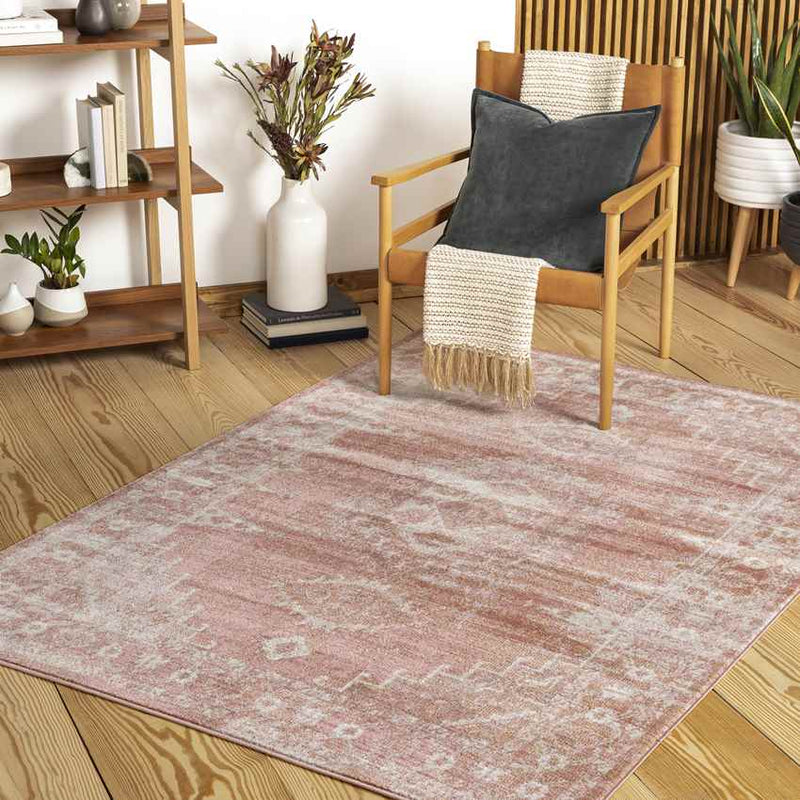 Rock Traditional Coral Area Rug