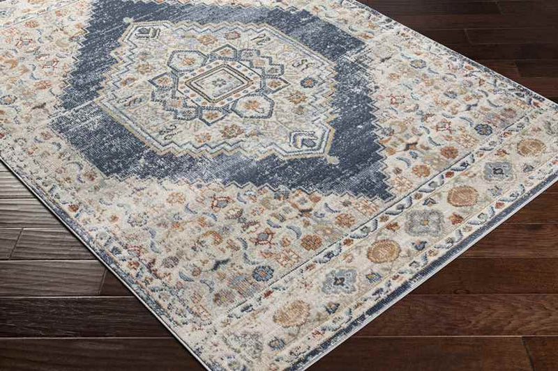 Round Lake Beach Traditional Denim Area Rug