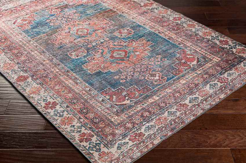 McCordsville Traditional Coral Washable Area Rug