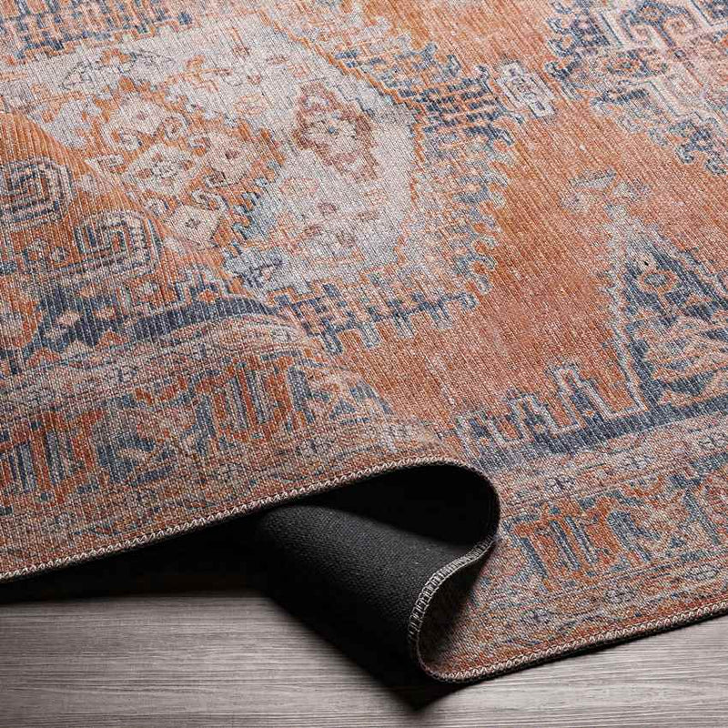 Mackey Traditional Burnt Orange Washable Area Rug