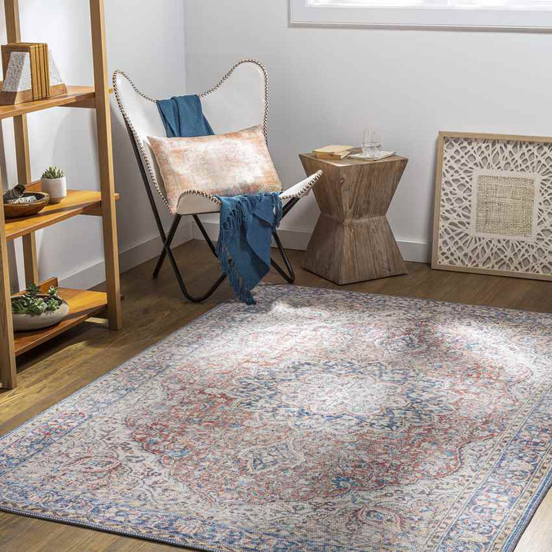 Macy Traditional Rust Washable Area Rug