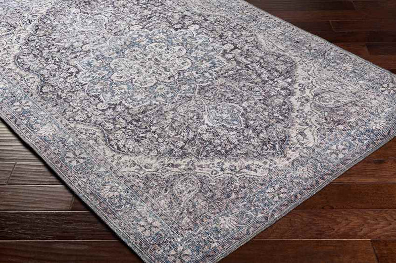 Macy Traditional Purple Taupe Washable Area Rug