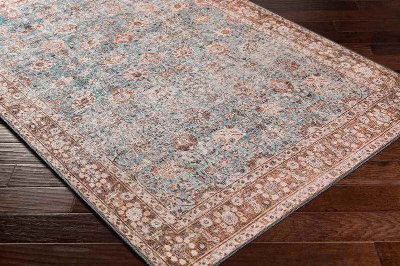 Markle Traditional Dark Teal Washable Area Rug