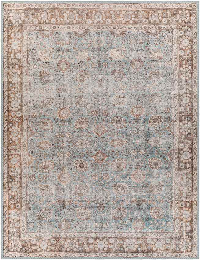 Markle Traditional Dark Teal Washable Area Rug