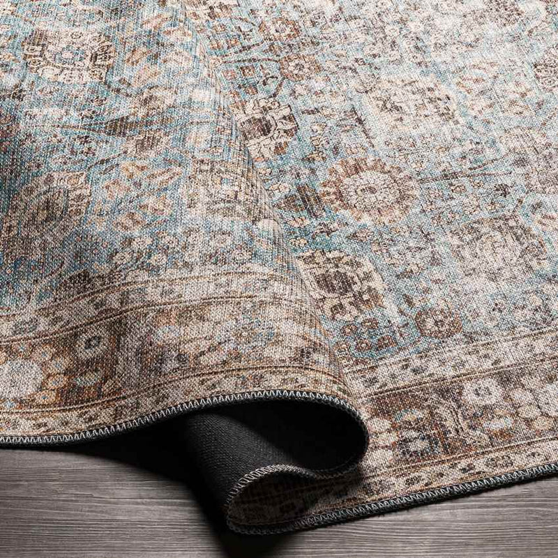 Markle Traditional Dark Teal Washable Area Rug