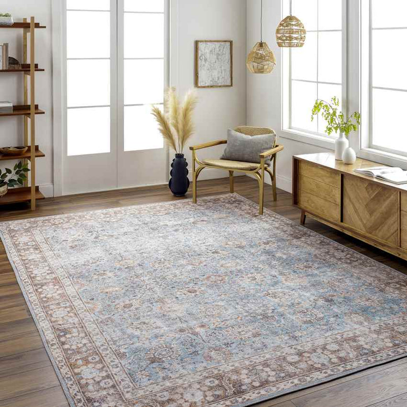 Markle Traditional Dark Teal Washable Area Rug