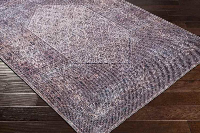 Hayri Traditional Plum Washable Area Rug