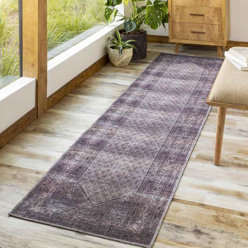 Hayri Traditional Plum Washable Area Rug