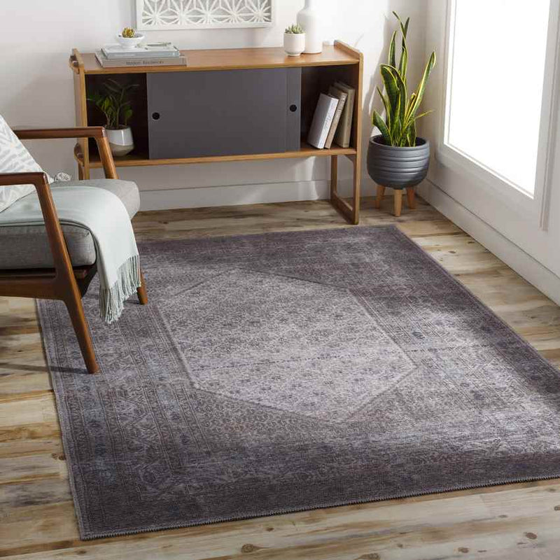 Hayri Traditional Medium Gray Washable Area Rug