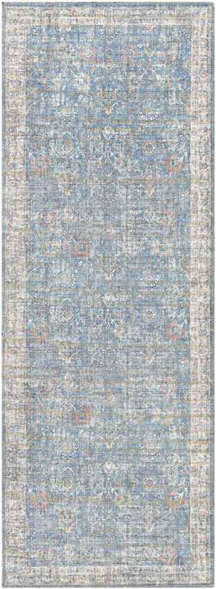 Markleville Traditional Pale Blue Washable Area Rug