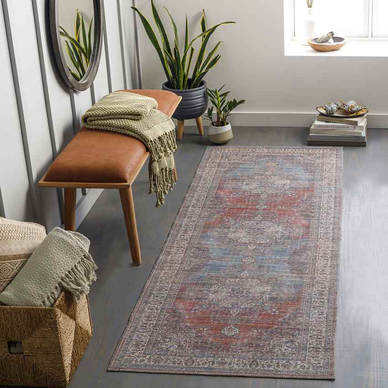 Matthews Traditional Tan Washable Area Rug