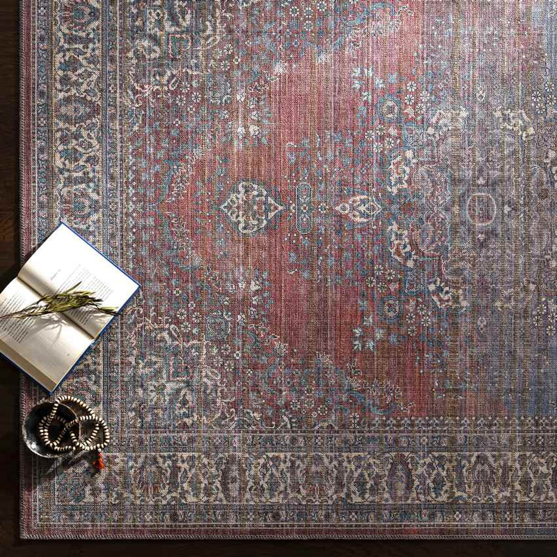 Matthews Traditional Tan Washable Area Rug