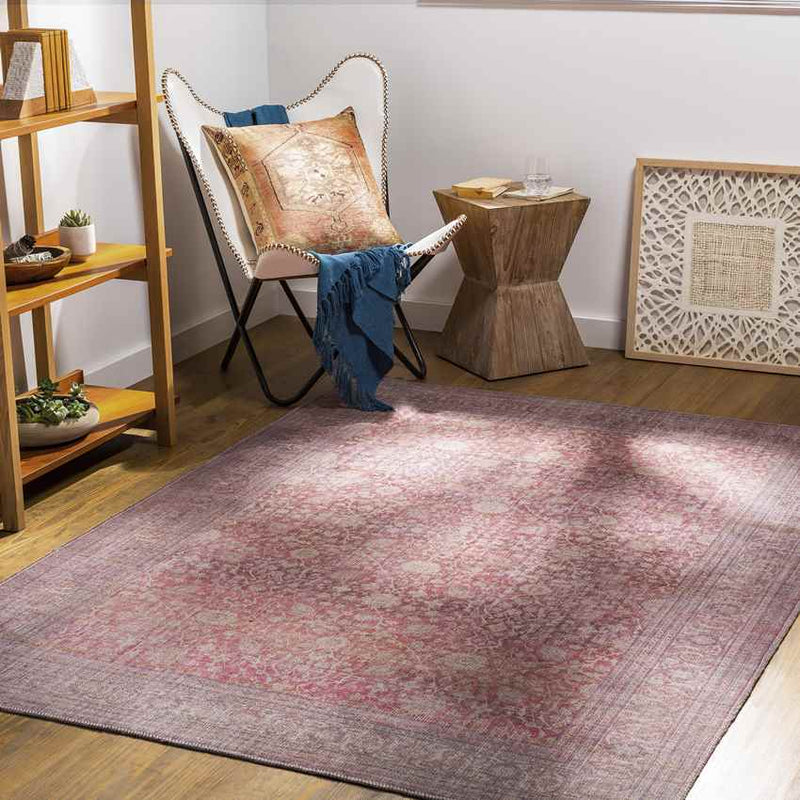 Meridian Hills Traditional Brick Washable Area Rug