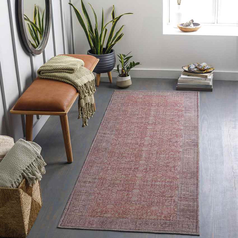 Meridian Hills Traditional Brick Washable Area Rug