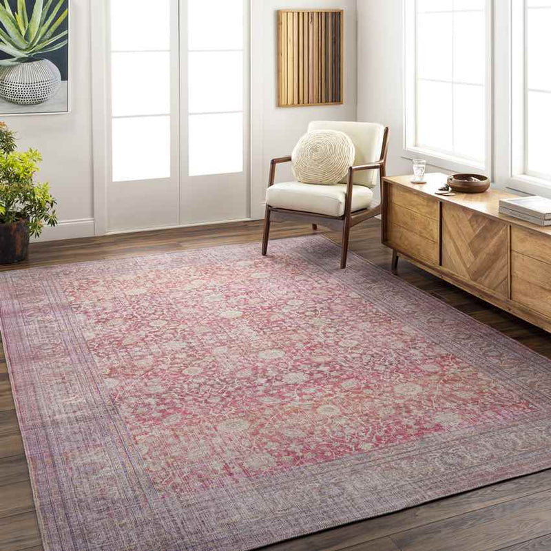 Meridian Hills Traditional Brick Washable Area Rug