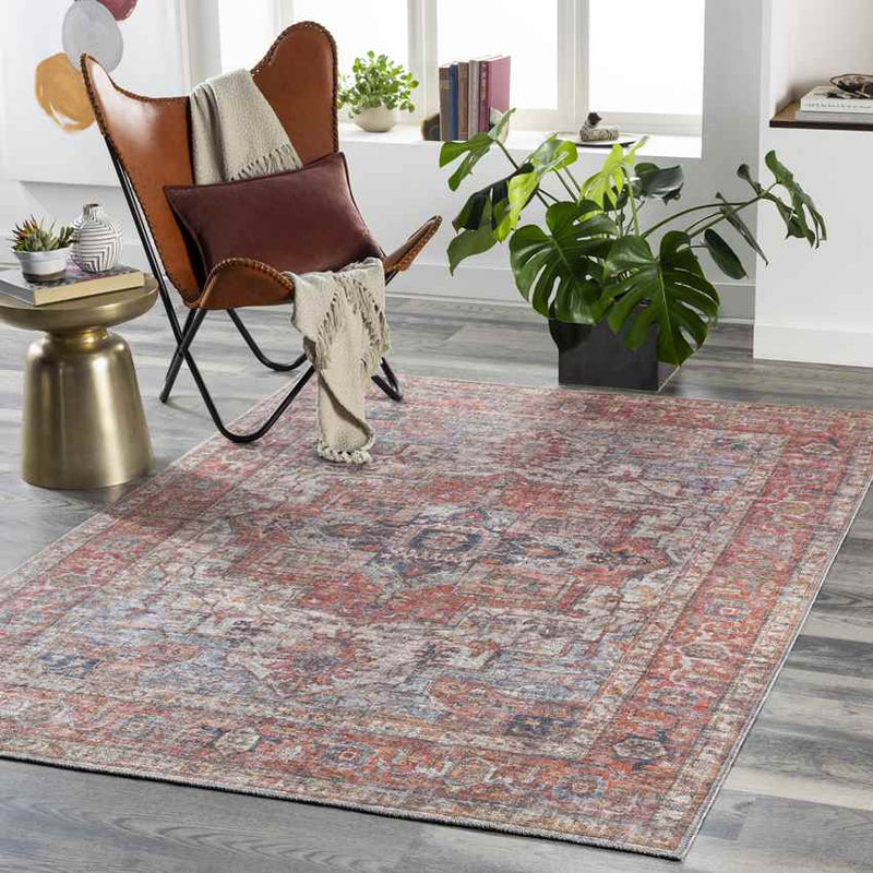 Roseland Traditional Burgundy Washable Area Rug