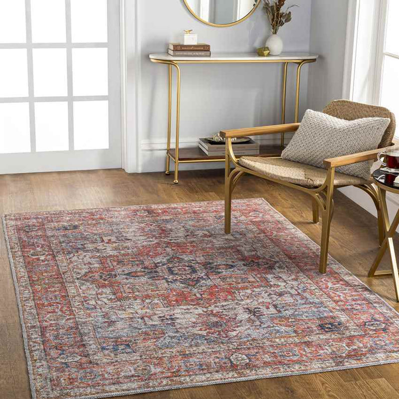 Roseland Traditional Burgundy Washable Area Rug