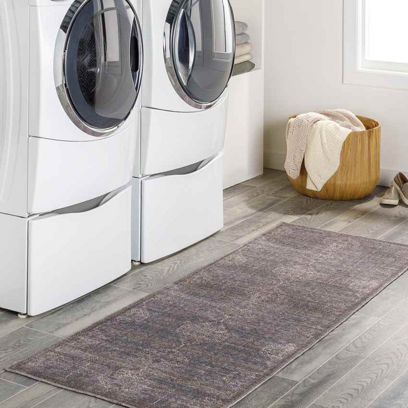 St John Traditional Brown Washable Area Rug