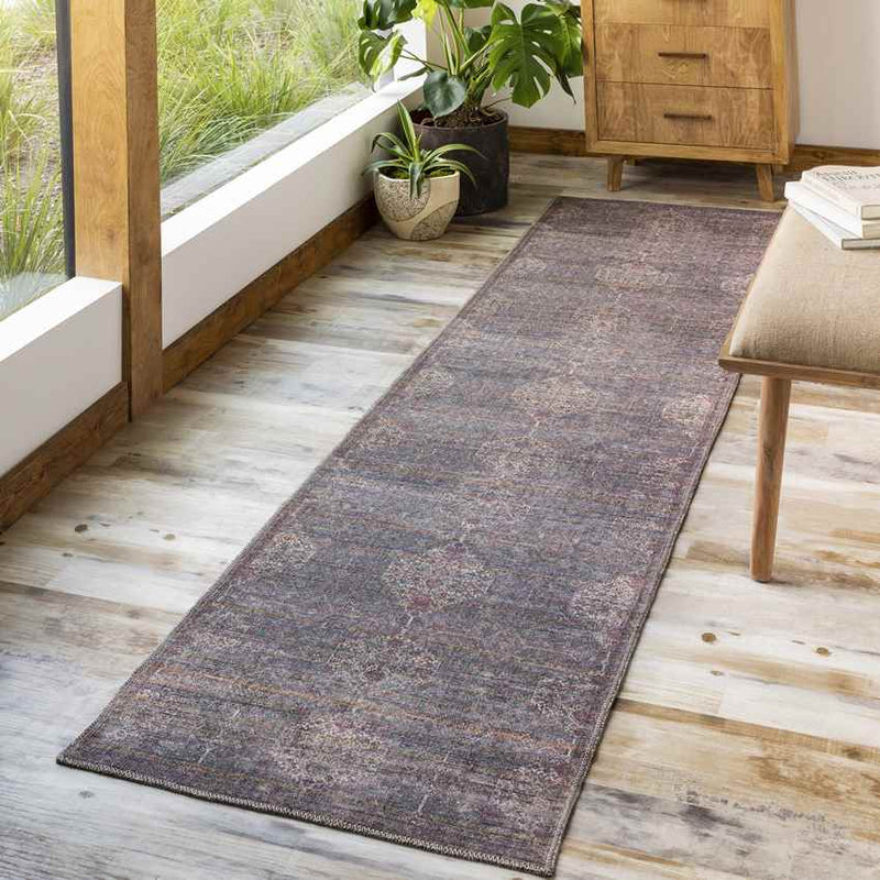 St John Traditional Brown Washable Area Rug