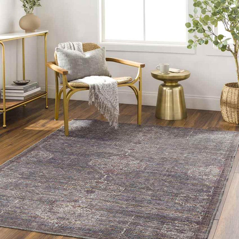 St John Traditional Brown Washable Area Rug