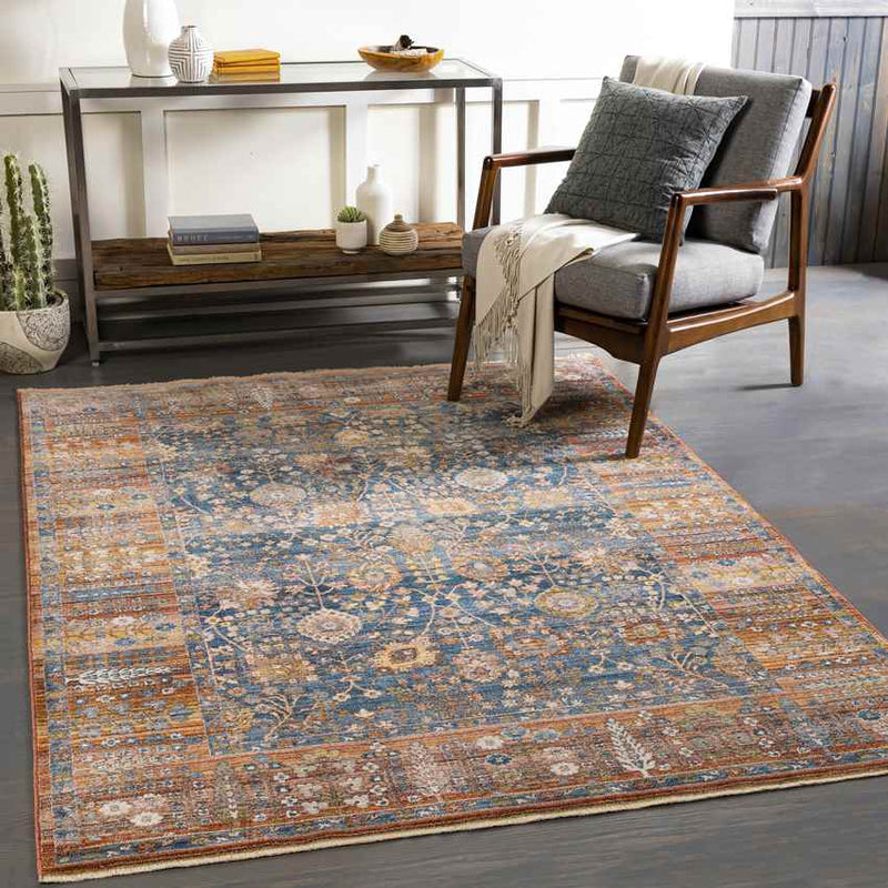 Yates Traditional Dark Blue Area Rug