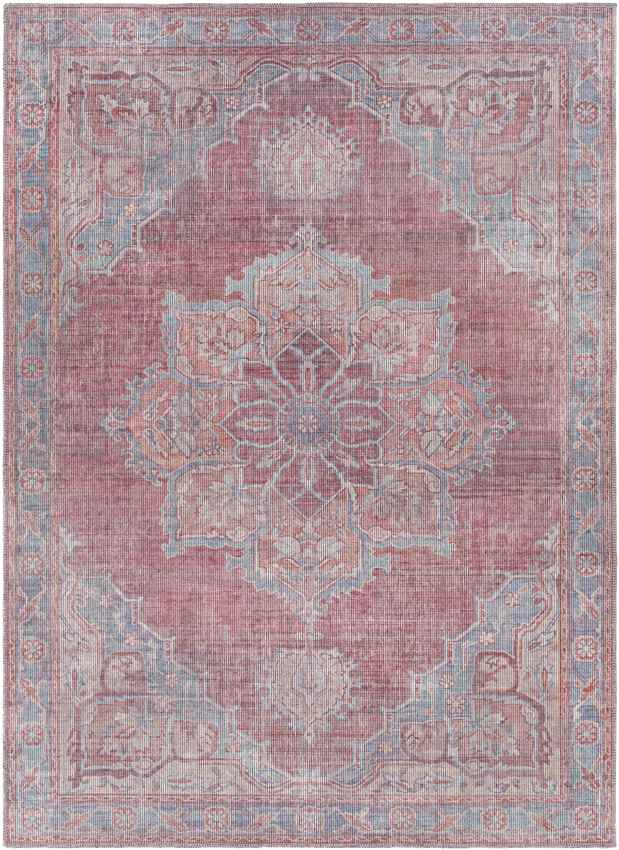 Middlebury Traditional Pale Red Washable Area Rug