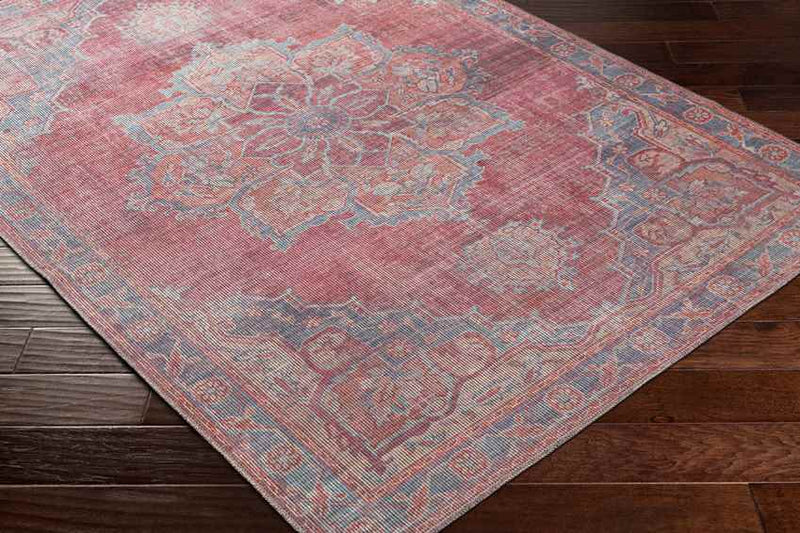 Middlebury Traditional Pale Red Washable Area Rug