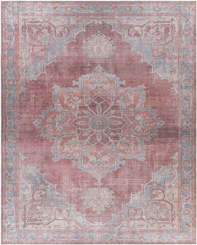 Middlebury Traditional Pale Red Washable Area Rug