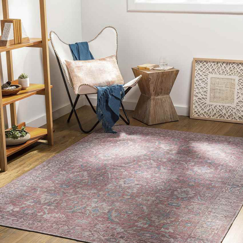 Milltown Traditional Red Washable Area Rug