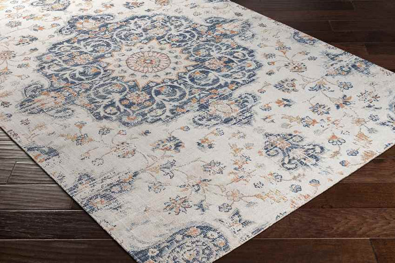 Campbell Hill Traditional Dark Blue Area Rug