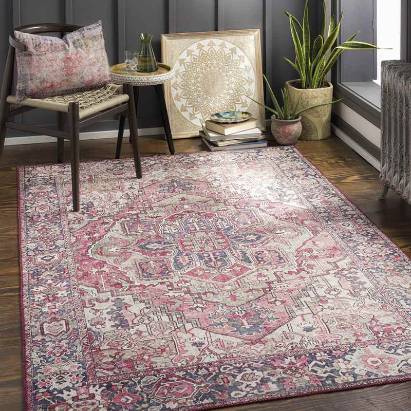 Manche Traditional Burgundy Area Rug