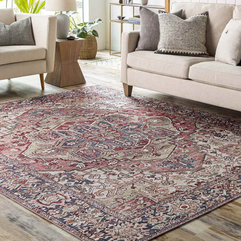 Manche Traditional Burgundy Area Rug