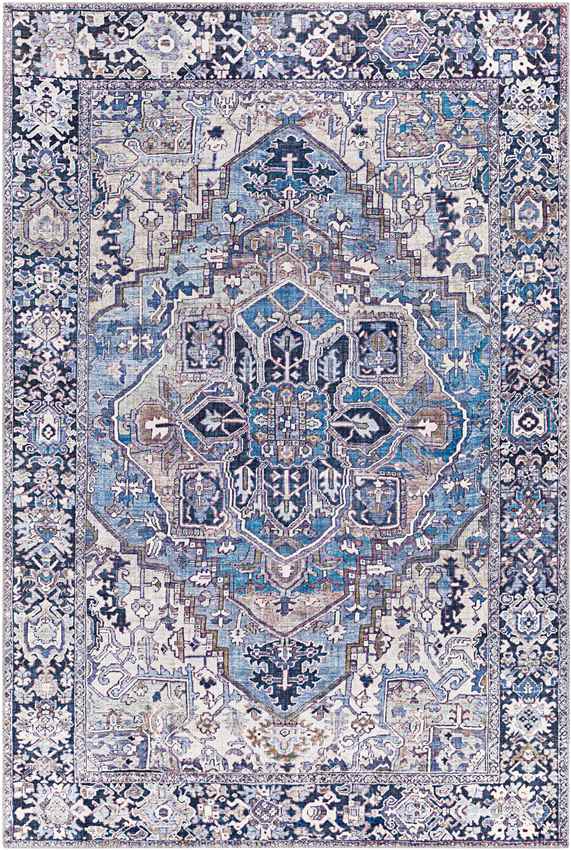 Manche Traditional Denim Area Rug