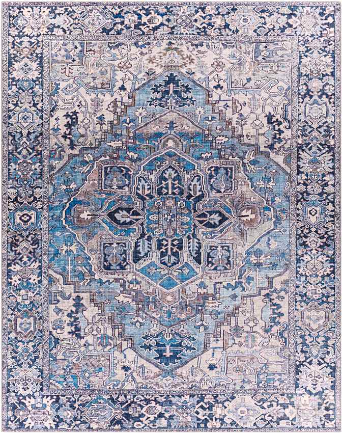 Manche Traditional Denim Area Rug