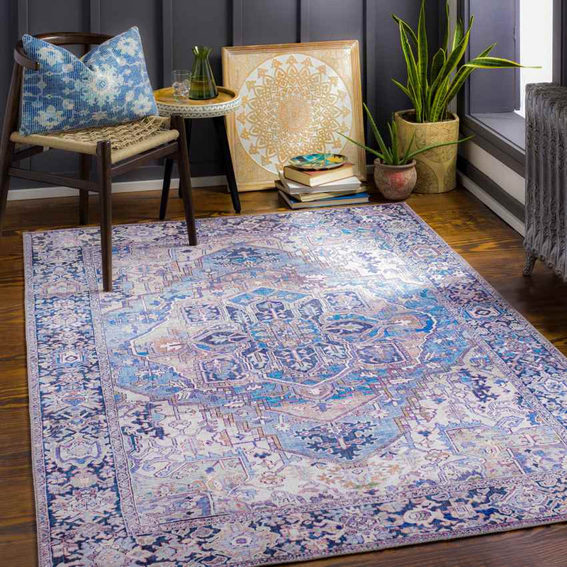 Manche Traditional Denim Area Rug