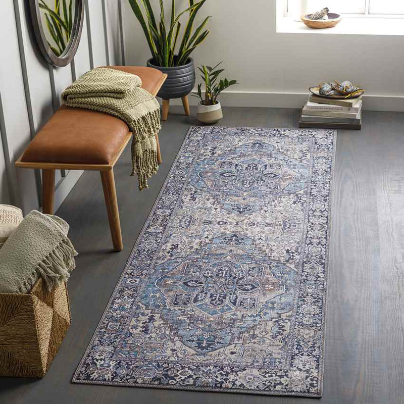 Manche Traditional Denim Area Rug