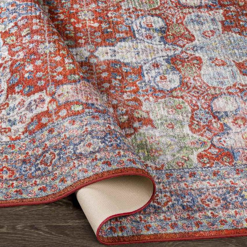 Palos Hills Traditional Bright Red Washable Area Rug