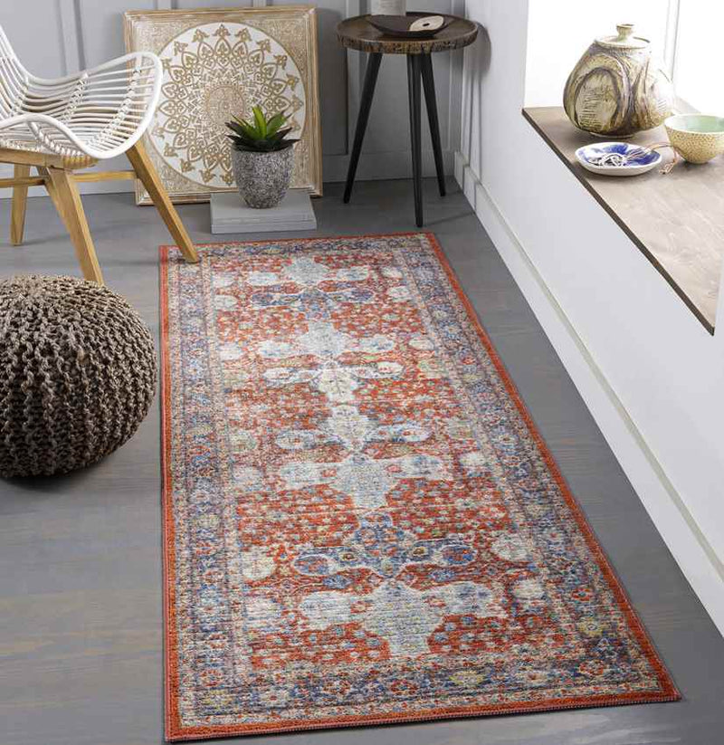 Palos Hills Traditional Bright Red Washable Area Rug