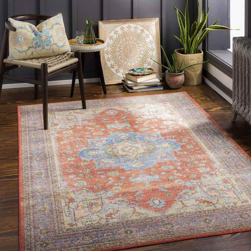 Park Ridge Traditional Burnt Orange Washable Area Rug