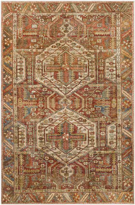 St David Global Burnt Orange Washable Area Rug