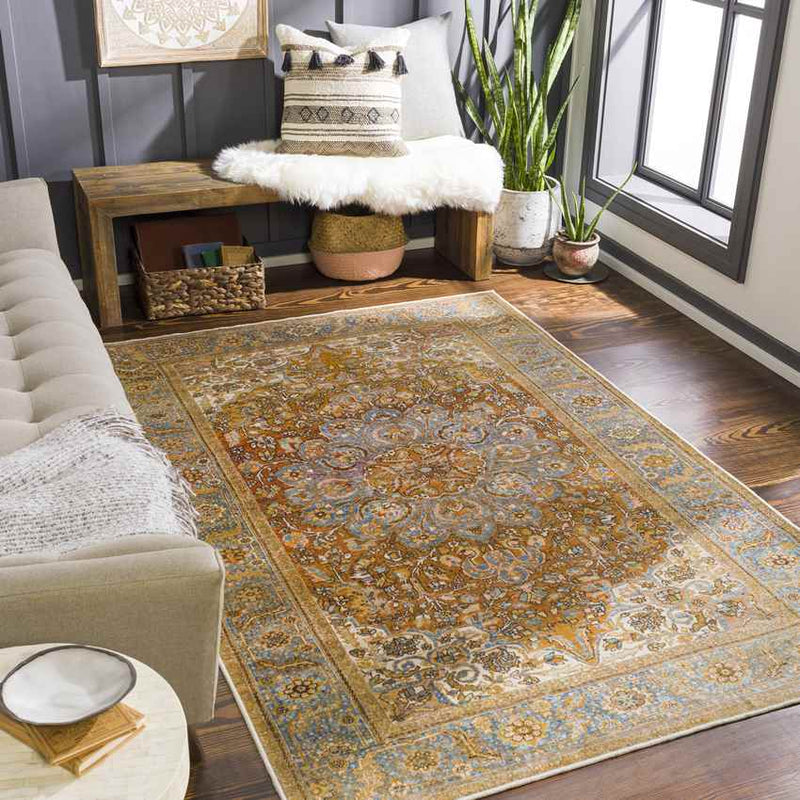 St Francisville Traditional Camel Washable Area Rug