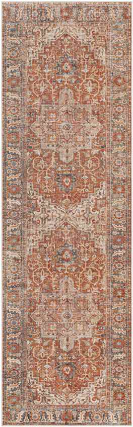 St Jacob Traditional Burnt Orange Washable Area Rug