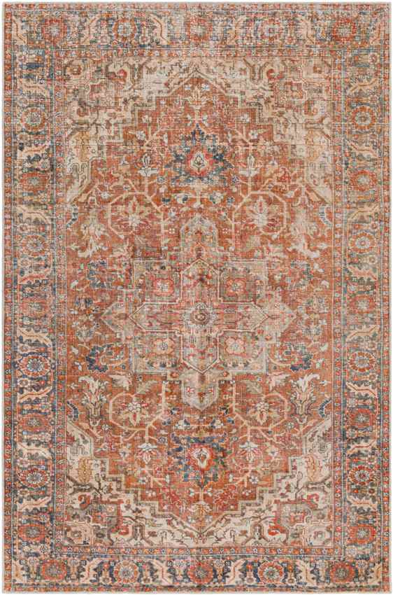 St Jacob Traditional Burnt Orange Washable Area Rug